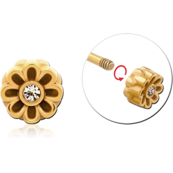 GOLD PVD COATED SURGICAL STEEL GRADE 316L JEWELED ATTACHMENT FOR 1.6 THREADED PINS