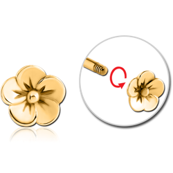 GOLD PVD COATED SURGICAL STEEL GRADE 316L ATTACHMENT FOR 1.6 MM THREADED PINS - FLOWER