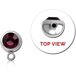 SURGICAL STEEL GRADE 316L SIDE THREADED JEWELED BALL WITH HOOP