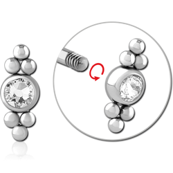 SURGICAL STEEL GRADE 316L JEWELED MICRO THREADED ATTACHMENT