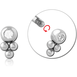 SURGICAL STEEL GRADE 316L JEWELED MICRO THREADED ATTACHMENT