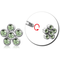 SURGICAL STEEL GRADE 316L MICRO THREADED JEWELED FLOWER ATTACHMENT