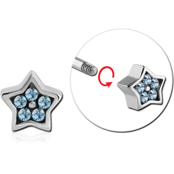 SURGICAL STEEL GRADE 316L MICRO THREADED VALUE JEWELED STAR ATTACHMENT