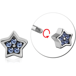 SURGICAL STEEL GRADE 316L MICRO THREADED JEWELED STAR ATTACHMENT