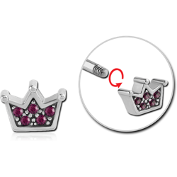 SURGICAL STEEL GRADE 316L MICRO THREADED JEWELED CROWN ATTACHMENT