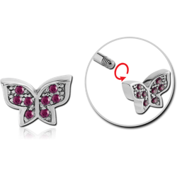 SURGICAL STEEL GRADE 316L MICRO THREADED JEWELED BUTTERFLY ATTACHMENT