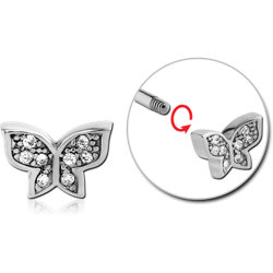 SURGICAL STEEL GRADE 316L MICRO THREADED VALUE JEWELED BUTTERFLY ATTACHMENT