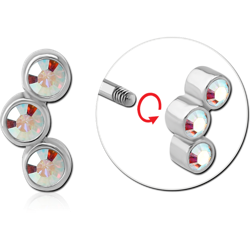 SURGICAL STEEL GRADE 316L MICRO THREADED TRIPLE JEWELED ATTACHMENT