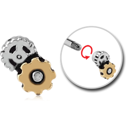 SURGICAL STEEL GRADE 316L MICRO THREADED STEAMPUNK ATTACHMENT WITH BASE METAL PART