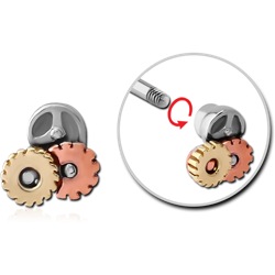 SURGICAL STEEL GRADE 316L MICRO THREADED STEAMPUNK ATTACHMENT WITH BASE METAL AND COPPER PARTS