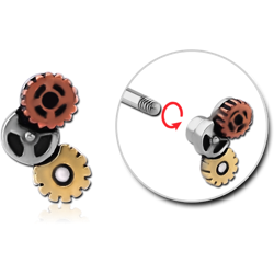 SURGICAL STEEL GRADE 316L MICRO THREADED STEAMPUNK ATTACHMENT WITH BASE METAL AND COPPER PARTS