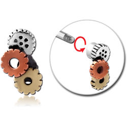 SURGICAL STEEL GRADE 316L MICRO THREADED STEAMPUNK ATTACHMENT WITH BASE METAL AND COPPER PARTS