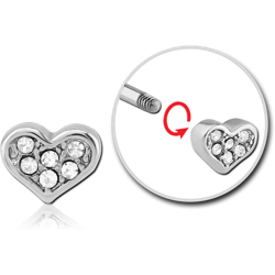 SURGICAL STEEL GRADE 316L MICRO THREADED JEWELED ATTACHMENT - HEART
