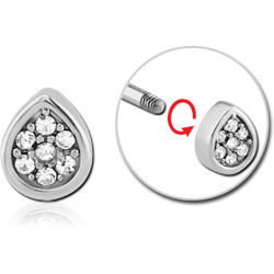 SURGICAL STEEL GRADE 316L MICRO THREADED JEWELED ATTACHMENT - DROP