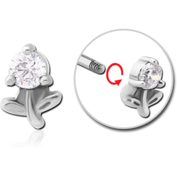 SURGICAL STEEL GRADE 316L MICRO THREADED JEWELED ATTACHMENT - FLOWER