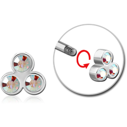 SURGICAL STEEL GRADE 316L MICRO THREADED TRIPPLE JEWELED ATTACHMENT