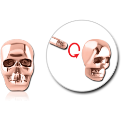 ROSE GOLD PVD COATED SURGICAL STEEL GRADE 316L MICRO THREADED ATTACHMENT - SKULL