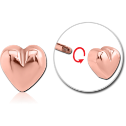 ROSE GOLD PVD COATED SURGICAL STEEL GRADE 316L MICRO THREADED ATTACHMENT - HEART