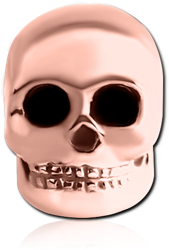 ROSE GOLD PVD COATED SURGICAL STEEL GRADE 316L ATTACHMENT FOR BALL CLOSURE RING - SKULL