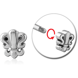 SURGICAL STEEL GRADE 316L THREADED ATTACHMENT-FLEUR DE LIS