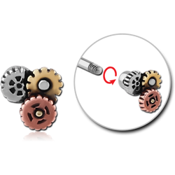 SURGICAL STEEL GRADE 316L THREADED STEAMPUNK ATTACHMENT WITH BASE METAL AND COPPER PARTS