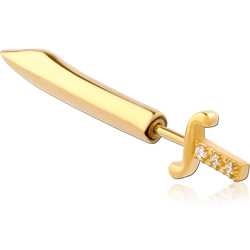 GOLD PVD COATED SURGICAL STEEL GRADE 316L JEWELED FAKE PLUG