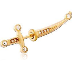 GOLD PVD COATED SURGICAL STEEL GRADE 316L JEWELED FAKE PLUG