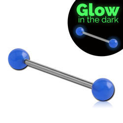 SURGICAL STEEL GRADE 316L BARBELL WITH GLOW IN THE DARK BALL