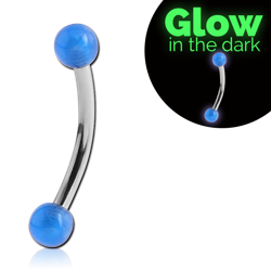 SURGICAL STEEL GRADE 316L MICRO CURVED BARBELL WITH UV GLOW IN DARK BALLS