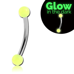 STERILE SURGICAL STEEL GRADE 316L CURVED MICRO BARBELL WITH UV ACRYLIC GLOW IN DARK BALLS