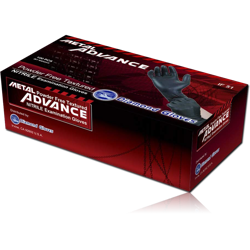 METAL ADVANCE NITRILE EXAM GLOVES BLACK - 100PC BOX - EXTRA LARGE