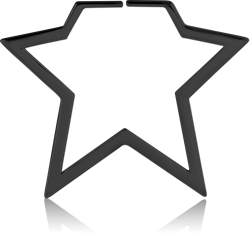 BLACK PVD COATED WIRE CUT STAR HOOP EARRING FOR TUNNEL