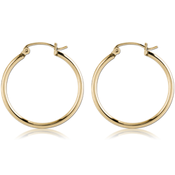 GOLD PVD 18K COATED SURGICAL STEEL GRADE 316L WIRE HOOP EARRINGS - ROUND