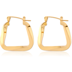 GOLD PVD 18K COATED SURGICAL STEEL GRADE 316L WIRE HOOP EARRINGS SPECIAL NEW DESIGN
