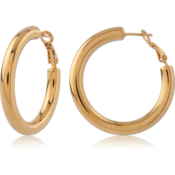 GOLD PVD 18K COATED SURGICAL STEEL GRADE 316L HOOP EARRINGS THICK TUBE