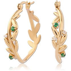 STERLING 925 SILVER GOLD PLATED 18K JEWELED WIRE HOOP EARRINGS