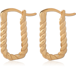 STERLING 925 SILVER GOLD PLATED 18K JEWELED WIRE HOOP EARRINGS SPECIAL NEW DESIGN