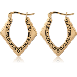 STERLING SILVER 925 18 KARAT GOLD YELLOW PLATED JEWELED WIRE HOOP EARRINGS