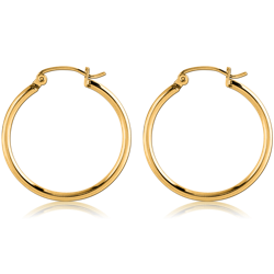 GOLD PVD COATED SURGICAL STEEL GRADE 316L WIRE HOOP EARRINGS - ROUND