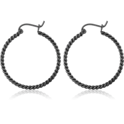 HEMETITE PVD COATED  SURGICAL STEEL GRADE 316L TWISTED WIRE EARRINGS