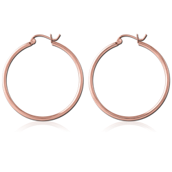 ROSE GOLD PVD COATED SURGICAL STEEL GRADE 316L WIRE HOOP EARRINGS - ROUND