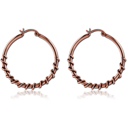 ROSE GOLD PVD COATED SURGICAL STEEL GRADE 316L TWISTED WIRE EARRINGS PAIR - ROUND