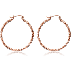 ROSE GOLD PVD COATED SURGICAL STEEL GRADE 316L TWISTED WIRE EARRINGS PAIR - ROUND