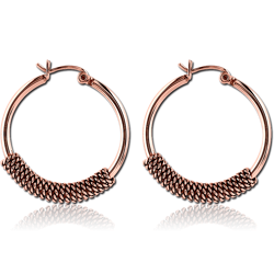 ROSE GOLD PVD COATED SURGICAL STEEL GRADE 316L WIRE HOOP EARRINGS PAIR
