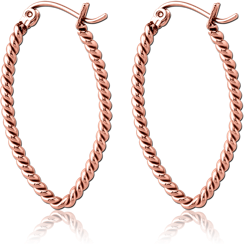 ROSE GOLD PVD COATED SURGICAL STEEL GRADE 316L TWISTED WIRE EARRINGS PAIR