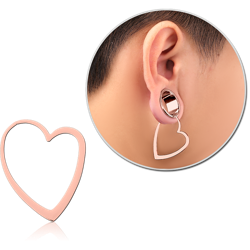 ROSE GOLD PVD 316L SURGICAL STEEL HOOP EARRING FOR TUNNEL - HEART