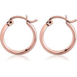 ROSE GOLD PVD COATED SURGICAL STEEL GRADE 316L ROUND WIRE EAR HOOPS PAIR