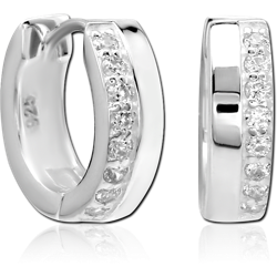 STERLING SILVER 925 RHODIUM COATED JEWELED HOOP EARRINGS