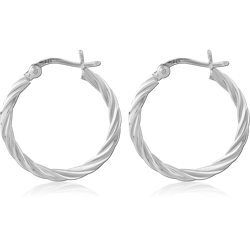 STERLING SILVER 925 RHODIUM COATED HOOP EARRINGS