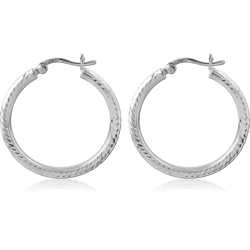 STERLING SILVER 925 RHODIUM COATED HOOP EARRINGS